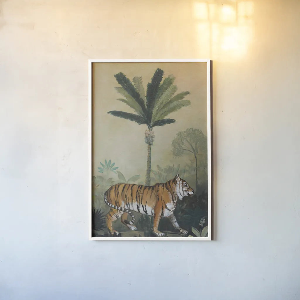 King of the Jungle I by Julia Purinton. shown as a paper print in a white frame. Available as a archival giclee rolled canvas, fine art paper, or poster print. SKU 88729h.