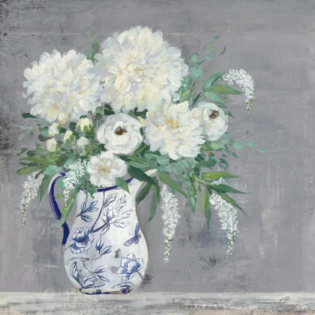 Lake Summer Bouquet I Chinoiserie by Julia Purinton. SKU 68676a. Archival Giclee Fine art print for wall decor.