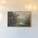 Lakeside by Julia Purinton. shown as a paper print in a natural frame. Available as a archival giclee rolled canvas, fine art paper, or poster print. SKU 102421i.
