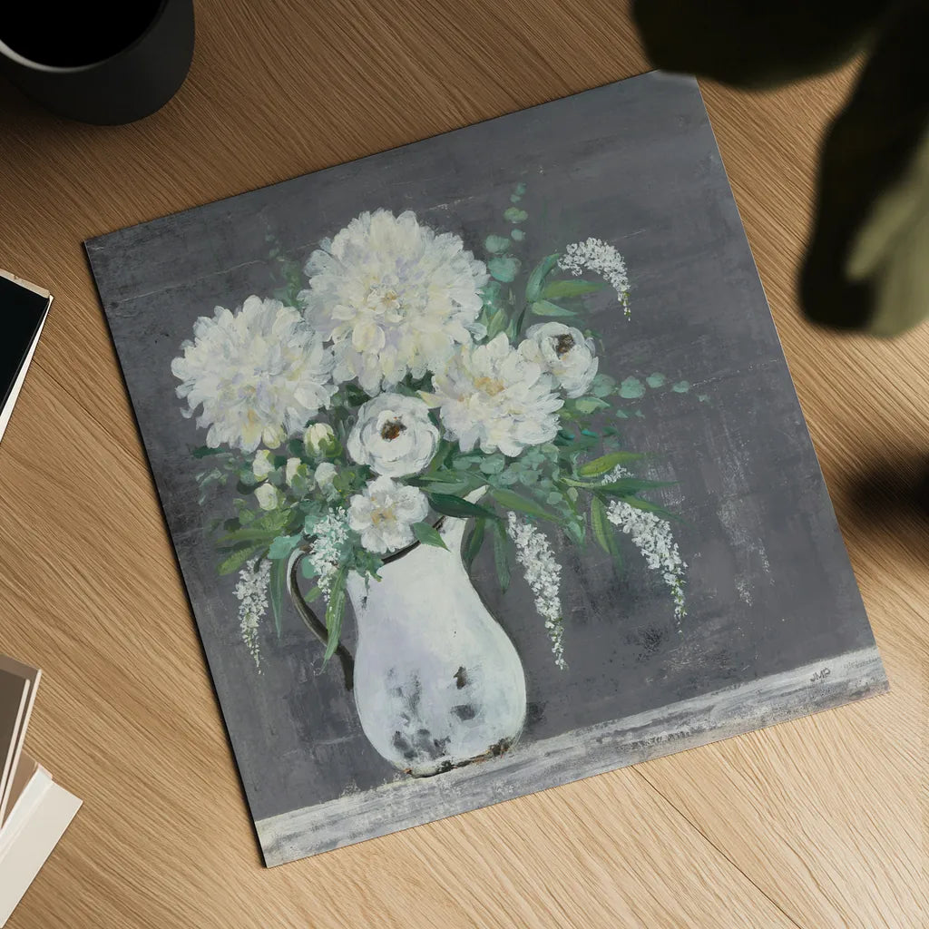 Late Summer Bouquet I by Julia Purinton. Shown as a detailed flat fine art print, highlighting archival giclee quality. Available as an archival giclee rolled canvas, fine art paper, or poster print. SKU 47330a.