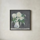 Late Summer Bouquet I by Julia Purinton. Shown in a sleek black glass frame for a contemporary gallery look. Available as an archival giclee rolled canvas, fine art paper, or poster print. SKU 47330a.