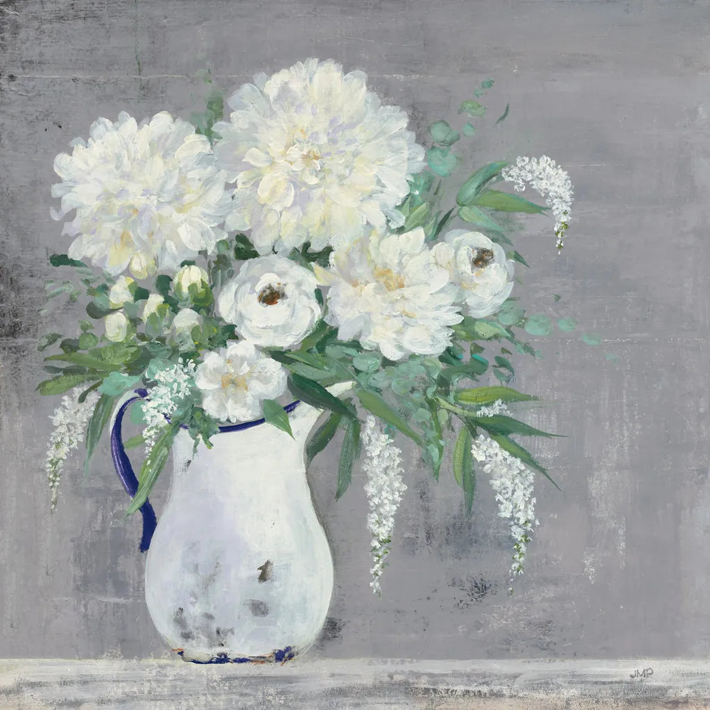 Late Summer Bouquet I Light Gray by Julia Purinton. SKU 68240a. Archival Giclee Fine art print for wall decor.