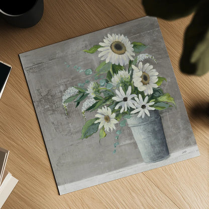Late Summer Bouquet II Rustic by Julia Purinton. Shown as a detailed flat fine art print, highlighting archival giclee quality. Available as an archival giclee rolled canvas, fine art paper, or poster print. SKU 49778a.