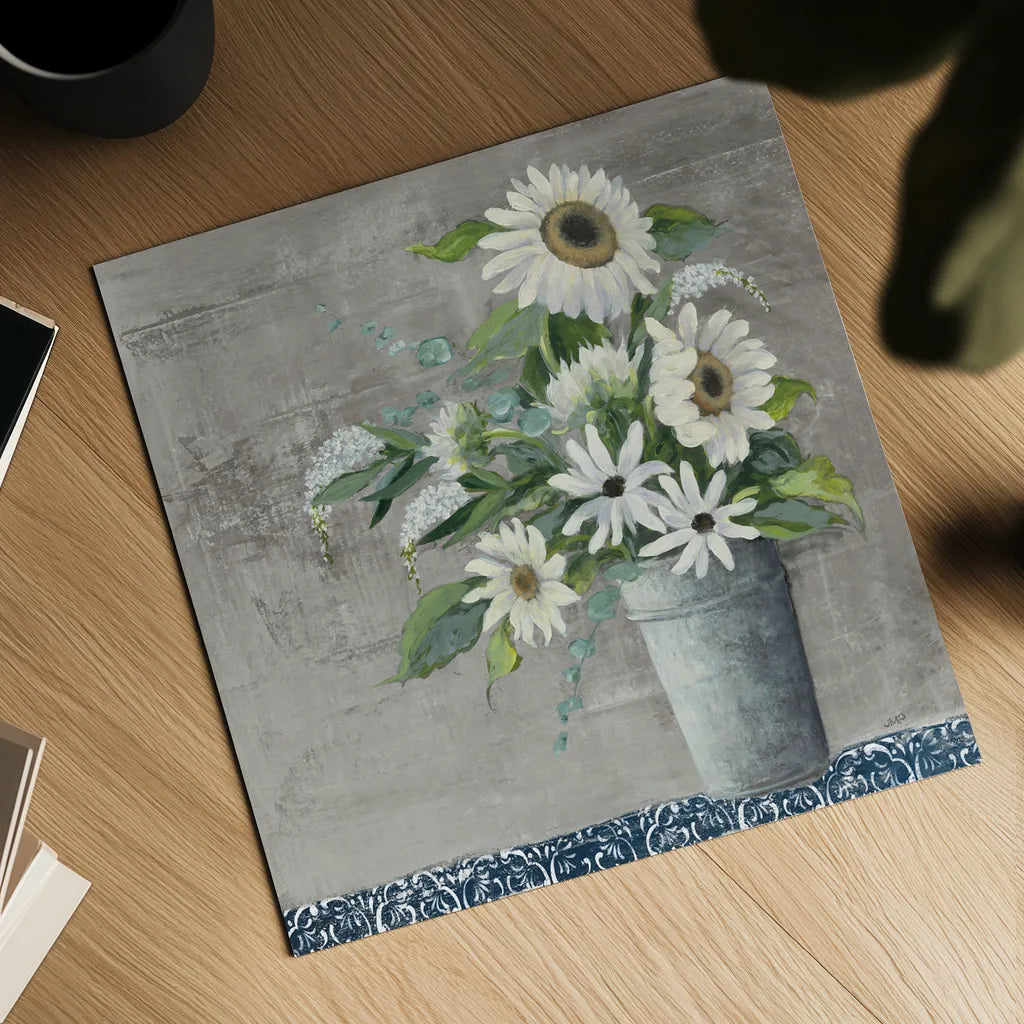 Late Summer Bouquet II Rustic by Julia Purinton. Shown as a detailed flat fine art print, highlighting archival giclee quality. Available as an archival giclee rolled canvas, fine art paper, or poster print. SKU 74333a.