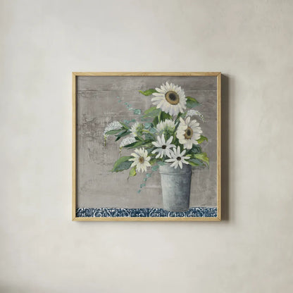 Late Summer Bouquet II Rustic by Julia Purinton. Shown in a natural wood glass frame for a timeless modern aesthetic. Available as an archival giclee rolled canvas, fine art paper, or poster print. SKU 74333a.