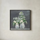 Late Summer Bouquet III by Julia Purinton. Shown in a sleek black glass frame for a contemporary gallery look. Available as an archival giclee rolled canvas, fine art paper, or poster print. SKU 47332a.