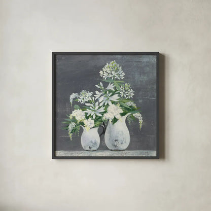 Late Summer Bouquet III by Julia Purinton. Shown in a sleek black glass frame for a contemporary gallery look. Available as an archival giclee rolled canvas, fine art paper, or poster print. SKU 47332a.
