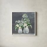 Late Summer Bouquet III by Julia Purinton. Shown in a crisp white glass frame for a clean and minimalist style. Available as an archival giclee rolled canvas, fine art paper, or poster print. SKU 47332a.