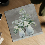 Late Summer Bouquet III Greige by Julia Purinton. Shown as a detailed flat fine art print, highlighting archival giclee quality. Available as an archival giclee rolled canvas, fine art paper, or poster print. SKU 49781a.