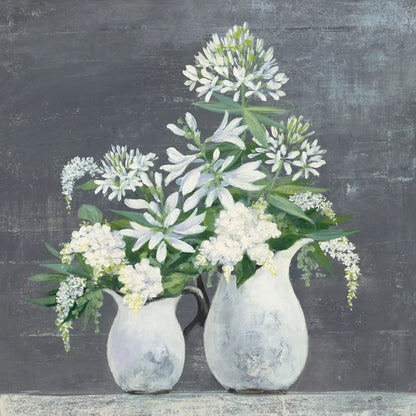 Later Summer Bouquet III White Vase by Julia Purinton. SKU 49537a. Archival Giclee Fine art print for wall decor.