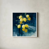 Lemon Grove I by Julia Purinton. Shown in a crisp white glass frame for a clean and minimalist style. Available as an archival giclee rolled canvas, fine art paper, or poster print. SKU 61589a.