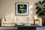 Lemon Grove I by Julia Purinton. Displayed in a glass frame with matte in a clean modern living room. Available as an archival giclee rolled canvas, fine art paper, or poster print. SKU 61589a.