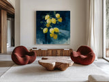 Lemon Grove I by Julia Purinton. Shown as extra-large giant wall art in a modern living room. Available as an archival giclee rolled canvas, fine art paper, or poster print. SKU 61589a.