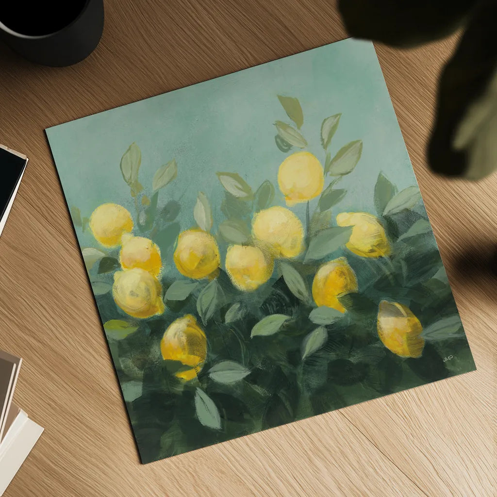 Lemon Grove II by Julia Purinton. Shown as a detailed flat fine art print, highlighting archival giclee quality. Available as an archival giclee rolled canvas, fine art paper, or poster print. SKU 72076a.
