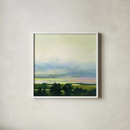 Looking Out I by Julia Purinton. Shown in a crisp white glass frame for a clean and minimalist style. Available as an archival giclee rolled canvas, fine art paper, or poster print. SKU 59961a.