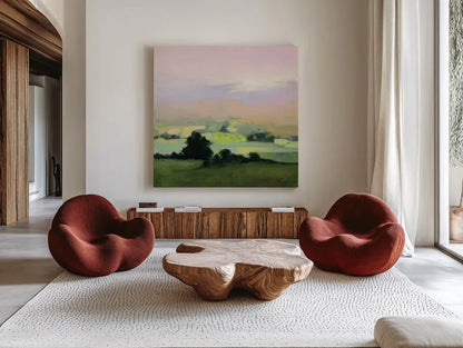 Looking Out II by Julia Purinton. Shown as extra-large giant wall art in a modern living room. Available as an archival giclee rolled canvas, fine art paper, or poster print. SKU 59962a.