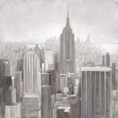 Manhattan in the Mist Gray by Julia Purinton. SKU 46340a. Archival Giclee Fine art print for wall decor.