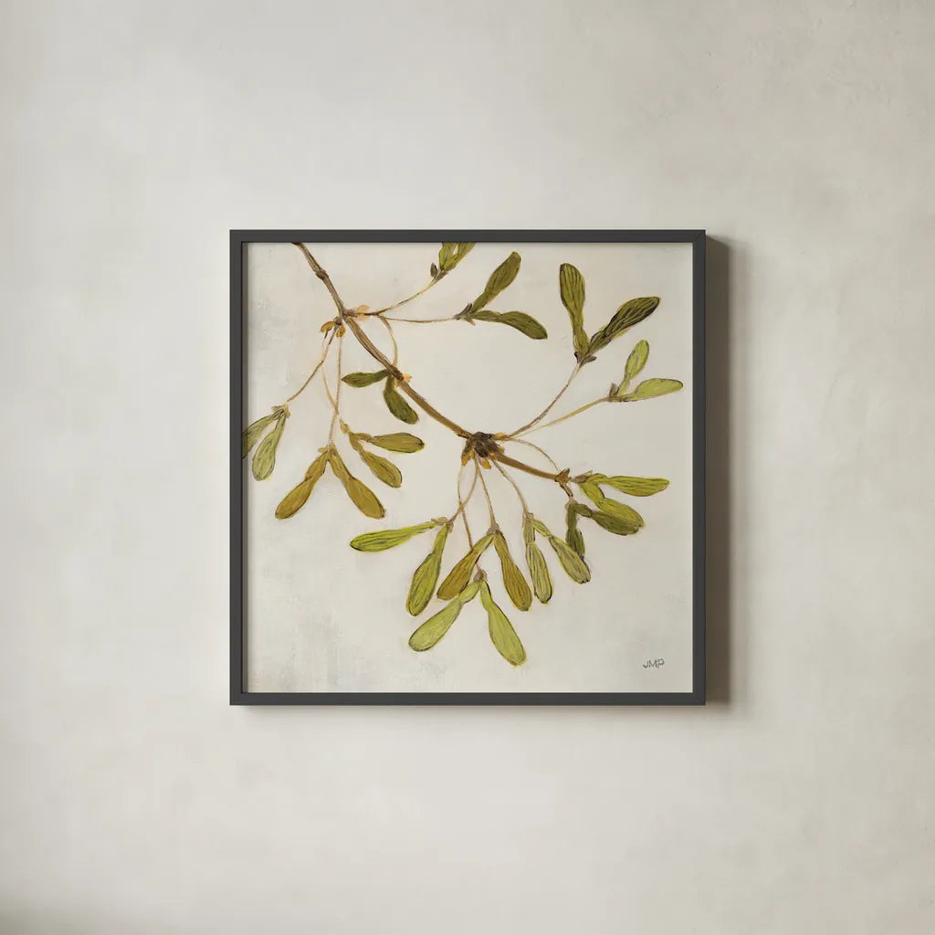 Maple Branch Crop by Julia Purinton. Shown in a sleek black glass frame for a contemporary gallery look. Available as an archival giclee rolled canvas, fine art paper, or poster print. SKU 76832a.