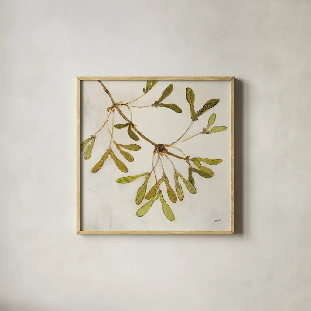Maple Branch Crop by Julia Purinton. Shown in a natural wood glass frame for a timeless modern aesthetic. Available as an archival giclee rolled canvas, fine art paper, or poster print. SKU 76832a.