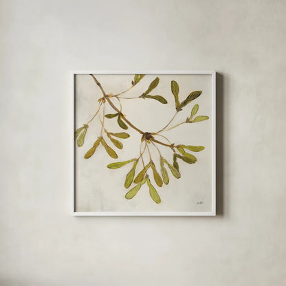 Maple Branch Crop by Julia Purinton. Shown in a crisp white glass frame for a clean and minimalist style. Available as an archival giclee rolled canvas, fine art paper, or poster print. SKU 76832a.