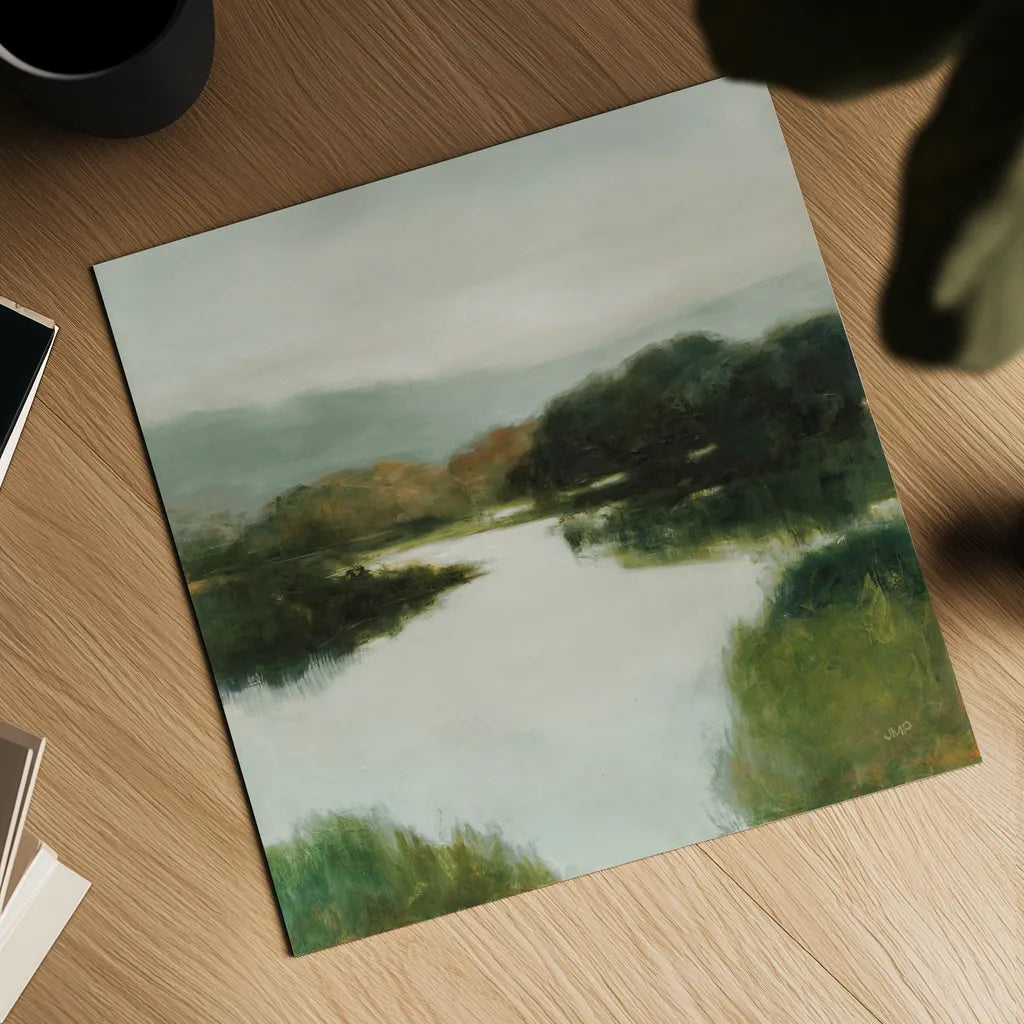 Mirror Lake Neutral by Julia Purinton. Shown as a detailed flat fine art print, highlighting archival giclee quality. Available as an archival giclee rolled canvas, fine art paper, or poster print. SKU 87112a.