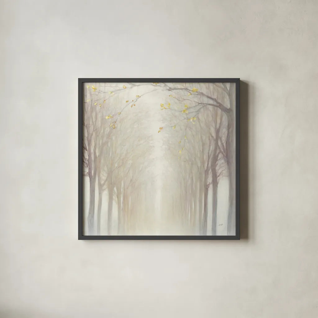 Misty by Julia Purinton. Shown in a sleek black glass frame for a contemporary gallery look. Available as an archival giclee rolled canvas, fine art paper, or poster print. SKU 47333a.
