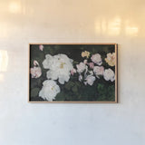 Moms Garden by Julia Purinton. shown as a paper print in a natural frame. Available as a archival giclee rolled canvas, fine art paper, or poster print. SKU 103377i.