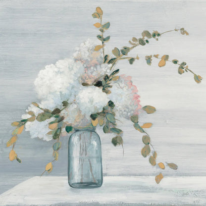 Morning Bouquet Blue Gray Crop by Julia Purinton. SKU 48421a. Archival Giclee Fine art print for wall decor.