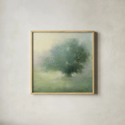 Morning Haze by Julia Purinton. Shown in a natural wood glass frame for a timeless modern aesthetic. Available as an archival giclee rolled canvas, fine art paper, or poster print. SKU 62757a.