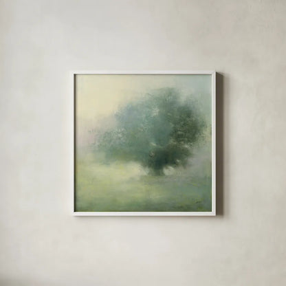 Morning Haze by Julia Purinton. Shown in a crisp white glass frame for a clean and minimalist style. Available as an archival giclee rolled canvas, fine art paper, or poster print. SKU 62757a.