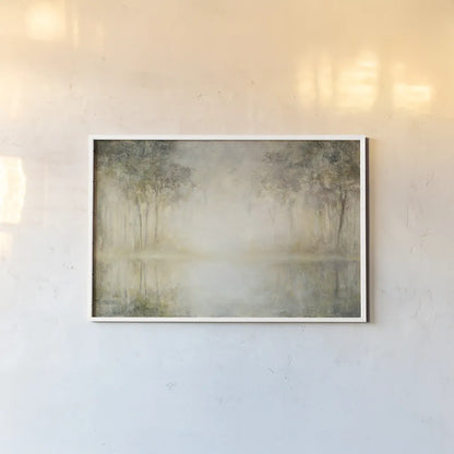 Morning Mist by Julia Purinton. shown as a paper print in a white frame. Available as a archival giclee rolled canvas, fine art paper, or poster print. SKU 27597i.