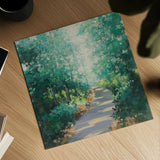 Morning Path by Julia Purinton. Shown as a detailed flat fine art print, highlighting archival giclee quality. Available as an archival giclee rolled canvas, fine art paper, or poster print. SKU 96712a.