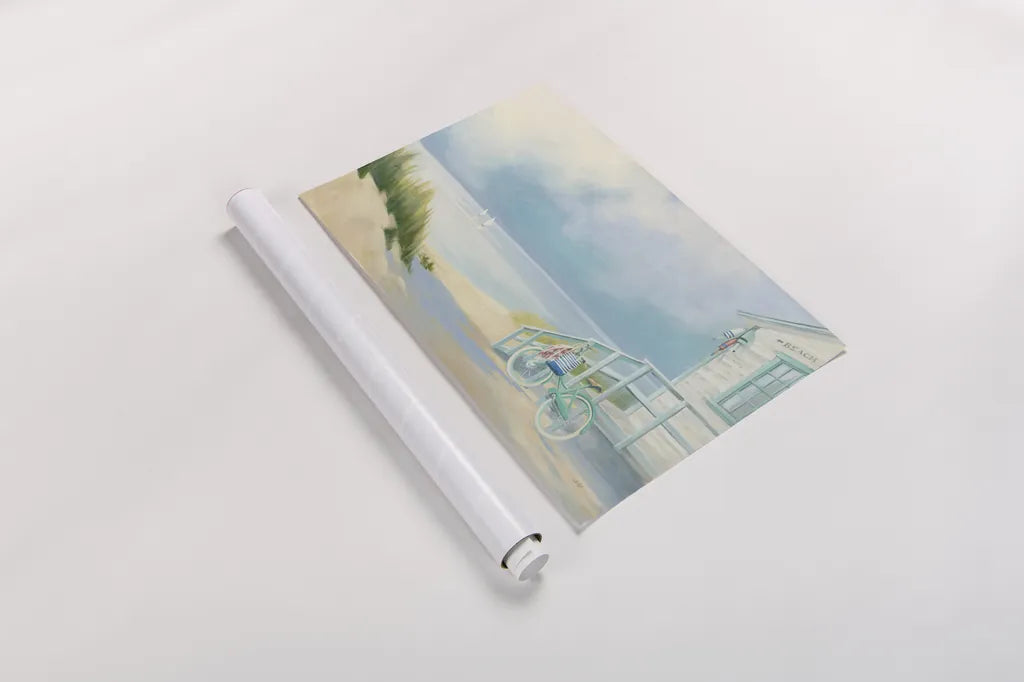 Morning Ride to the Beach by Julia Purinton. shown as a rolled paper print. Available as archival giclee rolled canvas, fine art paper, or poster print. SKU 46970i.