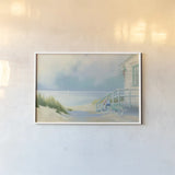 Morning Ride to the Beach by Julia Purinton. shown as a paper print in a white frame. Available as a archival giclee rolled canvas, fine art paper, or poster print. SKU 46970i.