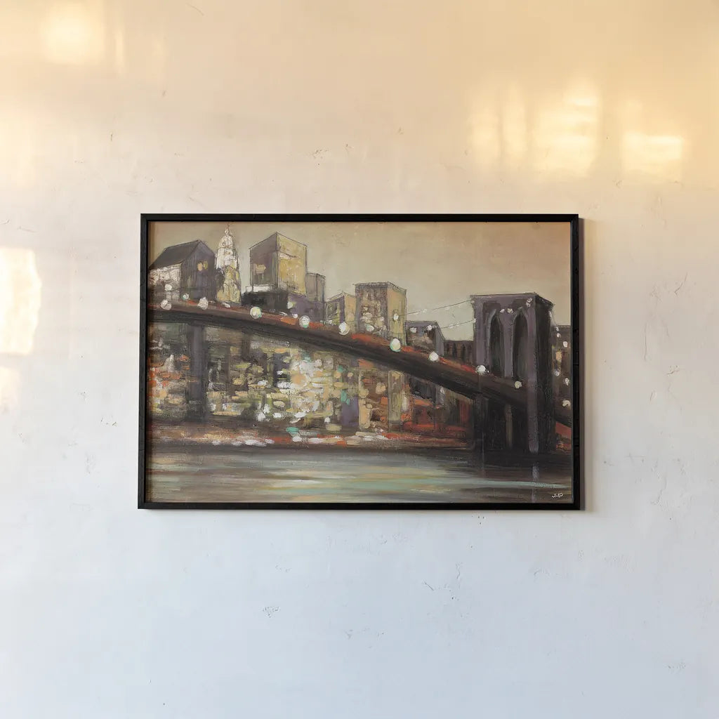 NYC After Hours Crop by Julia Purinton. shown as a paper print in a black flame. Available as a archival giclee rolled canvas, fine art paper, or poster print. SKU 14686i.