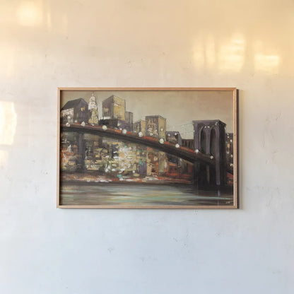 NYC After Hours Crop by Julia Purinton. shown as a paper print in a natural frame. Available as a archival giclee rolled canvas, fine art paper, or poster print. SKU 14686i.