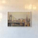 NYC Dawn Crop by Julia Purinton. shown as a paper print in a white frame. Available as a archival giclee rolled canvas, fine art paper, or poster print. SKU 20875i.