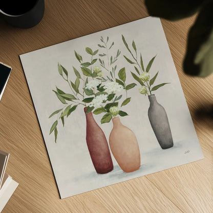 Natural Bouquet I Gray by Julia Purinton. Shown as a detailed flat fine art print, highlighting archival giclee quality. Available as an archival giclee rolled canvas, fine art paper, or poster print. SKU 72204a.