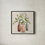 Natural Bouquet I Gray v2 by Julia Purinton. Shown in a sleek black glass frame for a contemporary gallery look. Available as an archival giclee rolled canvas, fine art paper, or poster print. SKU 83562a.