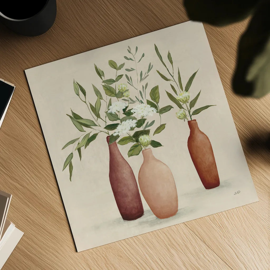 Natural Bouquet I Light by Julia Purinton. Shown as a detailed flat fine art print, highlighting archival giclee quality. Available as an archival giclee rolled canvas, fine art paper, or poster print. SKU 67040a.