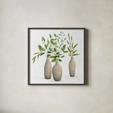 Natural Bouquet I White by Julia Purinton. Shown in a sleek black glass frame for a contemporary gallery look. Available as an archival giclee rolled canvas, fine art paper, or poster print. SKU 57588a.