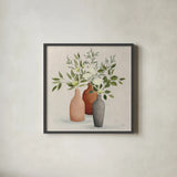 Natural Bouquet II Gray by Julia Purinton. Shown in a sleek black glass frame for a contemporary gallery look. Available as an archival giclee rolled canvas, fine art paper, or poster print. SKU 72205a.