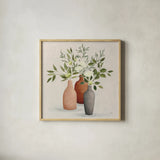 Natural Bouquet II Gray by Julia Purinton. Shown in a natural wood glass frame for a timeless modern aesthetic. Available as an archival giclee rolled canvas, fine art paper, or poster print. SKU 72205a.