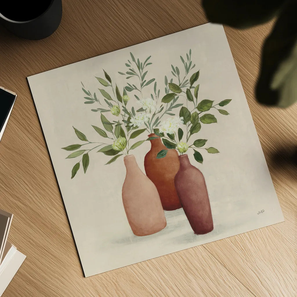 Natural Bouquet II Light by Julia Purinton. Shown as a detailed flat fine art print, highlighting archival giclee quality. Available as an archival giclee rolled canvas, fine art paper, or poster print. SKU 67041a.