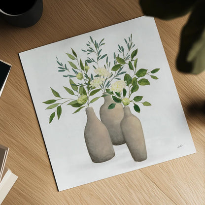 Natural Bouquet II White by Julia Purinton. Shown as a detailed flat fine art print, highlighting archival giclee quality. Available as an archival giclee rolled canvas, fine art paper, or poster print. SKU 57589a.