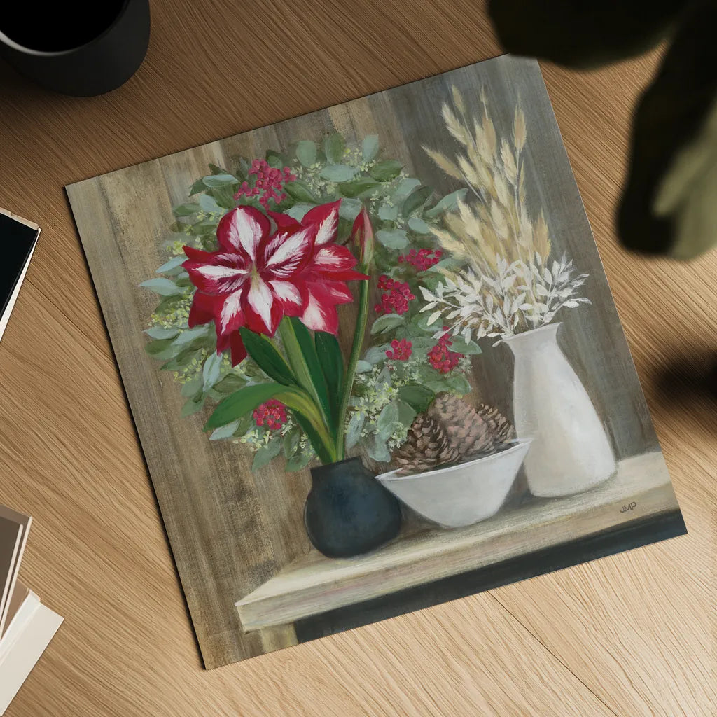 Natural Holiday by Julia Purinton. Shown as a detailed flat fine art print, highlighting archival giclee quality. Available as an archival giclee rolled canvas, fine art paper, or poster print. SKU 75427a.