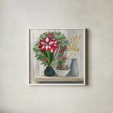 Natural Holiday Light by Julia Purinton. Shown in a crisp white glass frame for a clean and minimalist style. Available as an archival giclee rolled canvas, fine art paper, or poster print. SKU 79932a.