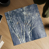 Navy Blue Birch Flipped by Julia Purinton. Shown as a detailed flat fine art print, highlighting archival giclee quality. Available as an archival giclee rolled canvas, fine art paper, or poster print. SKU 56164a.