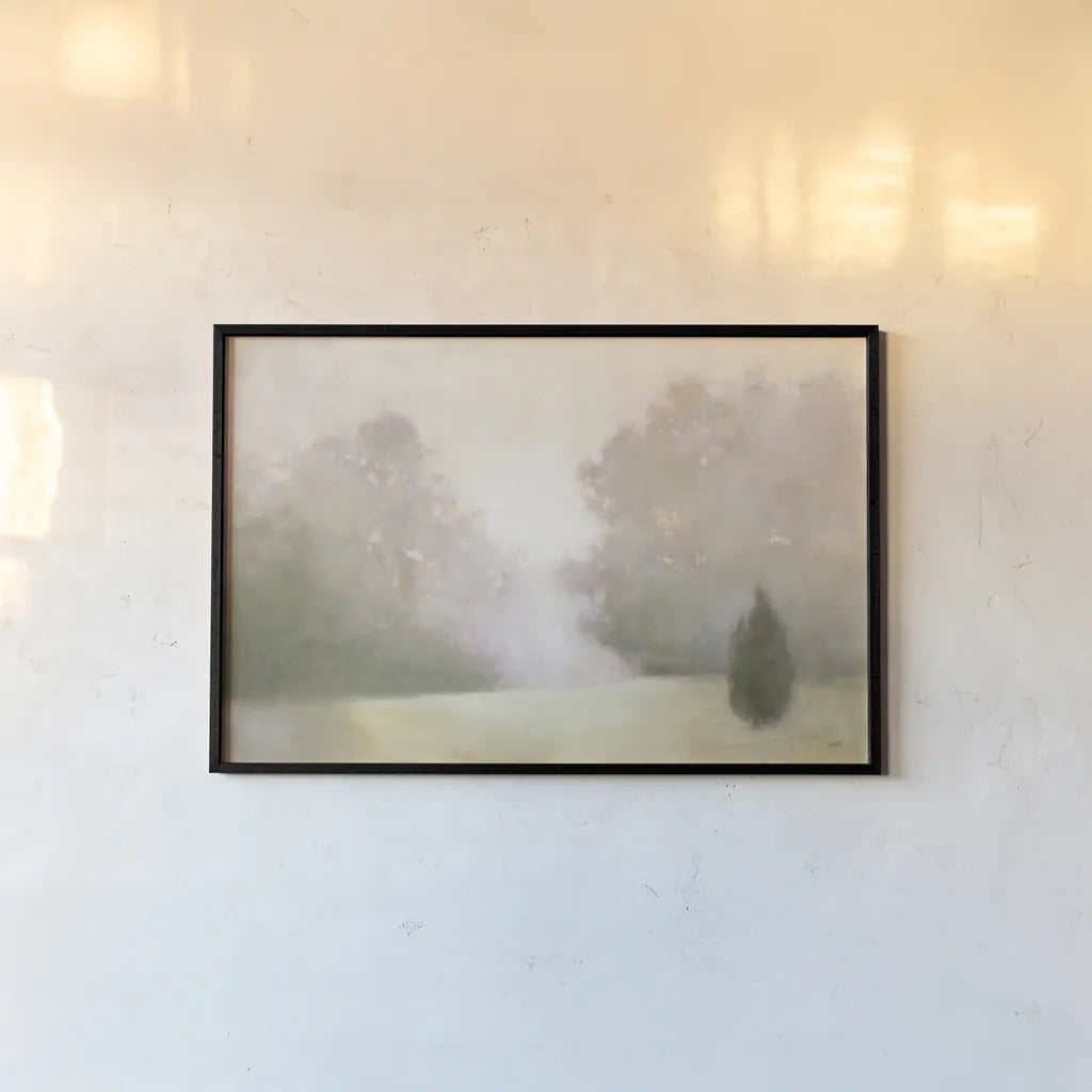 Near Oaks I by Julia Purinton. shown as a paper print in a black flame. Available as a archival giclee rolled canvas, fine art paper, or poster print. SKU 77811i.