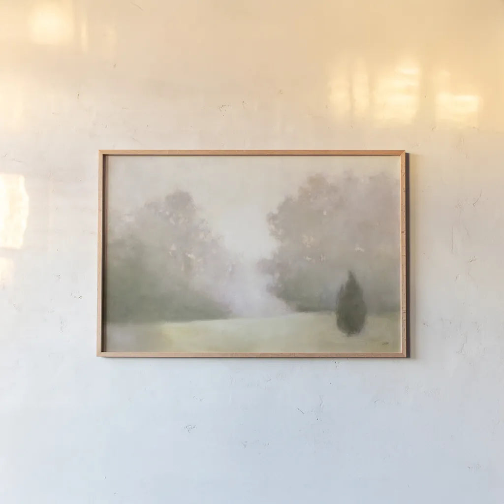 Near Oaks I by Julia Purinton. shown as a paper print in a natural frame. Available as a archival giclee rolled canvas, fine art paper, or poster print. SKU 77811i.